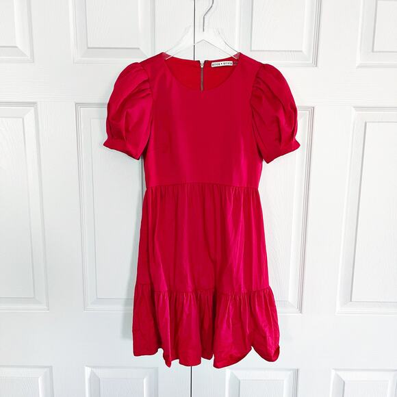 Alice + Olivia Ann Red Ruffled Mini Dress - Picture 1 of 8